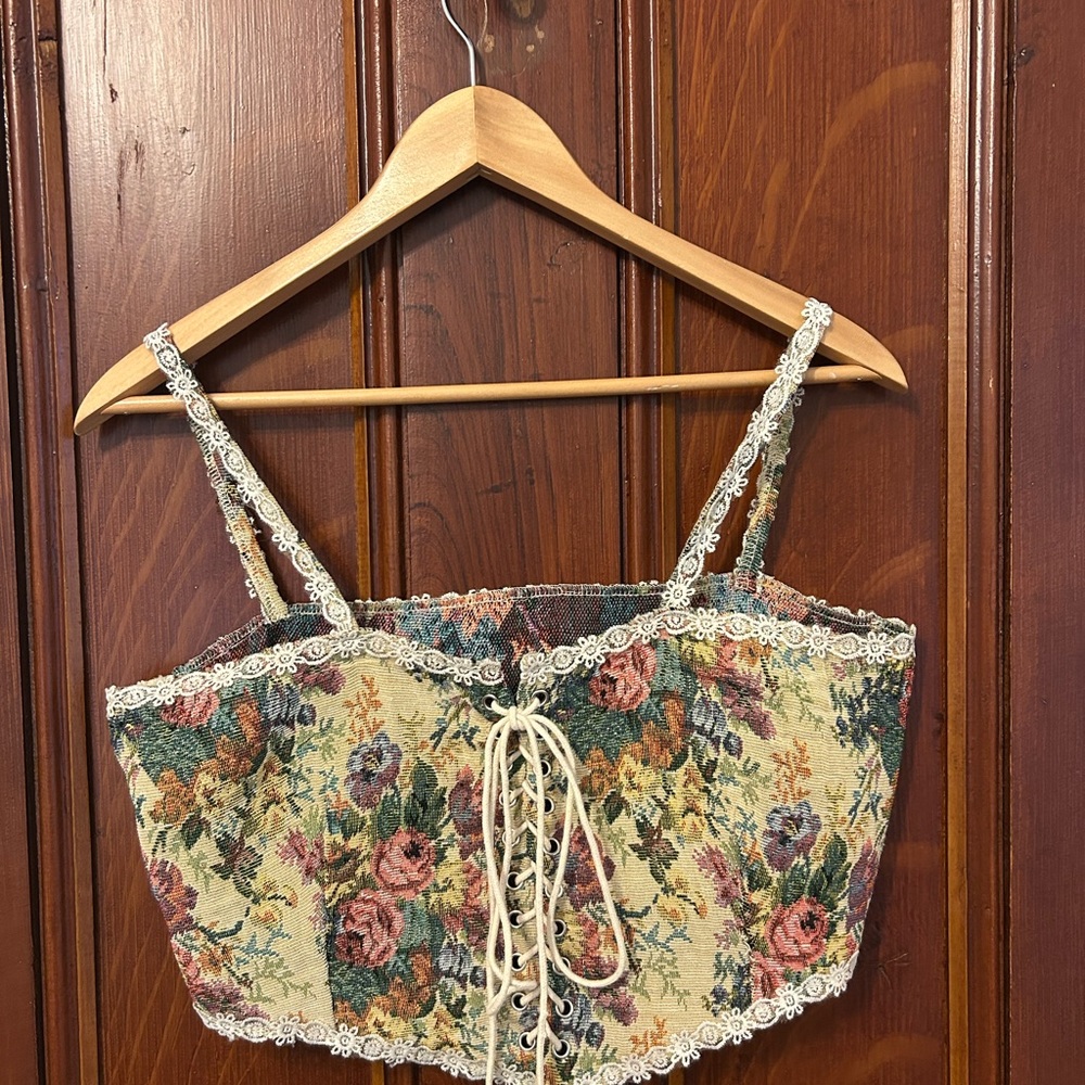Floral Lace-Up Corset